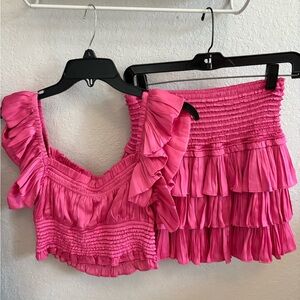 The Reset Pink Ruffled Smocked Mini Dress